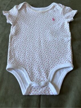 POLO RALPH LAUREN Baby Girl Floral Pink Rosebud Bodysuit 6 MO. 🌹
